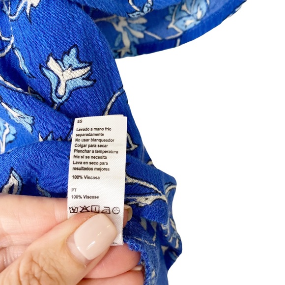 Amuse Society In Your Dreams Blue Floral Gauze Crop Off Shoulder Top Small - Picture 8 of 9